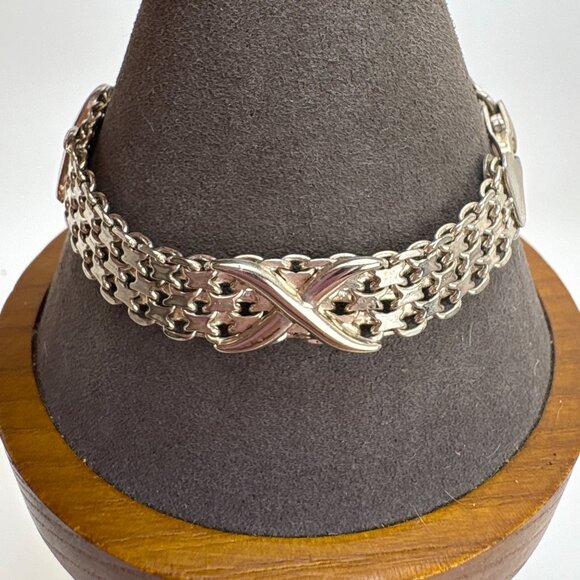 VTG Sterling Silver 925 Interwoven Mesh Chain Bracelet Size 7.5" Length - Picture 3 of 11